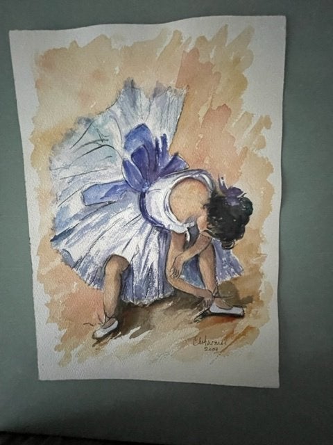 Aquarel balletdanseres / ballet danseres. Gesigneerd 2009., Ophalen