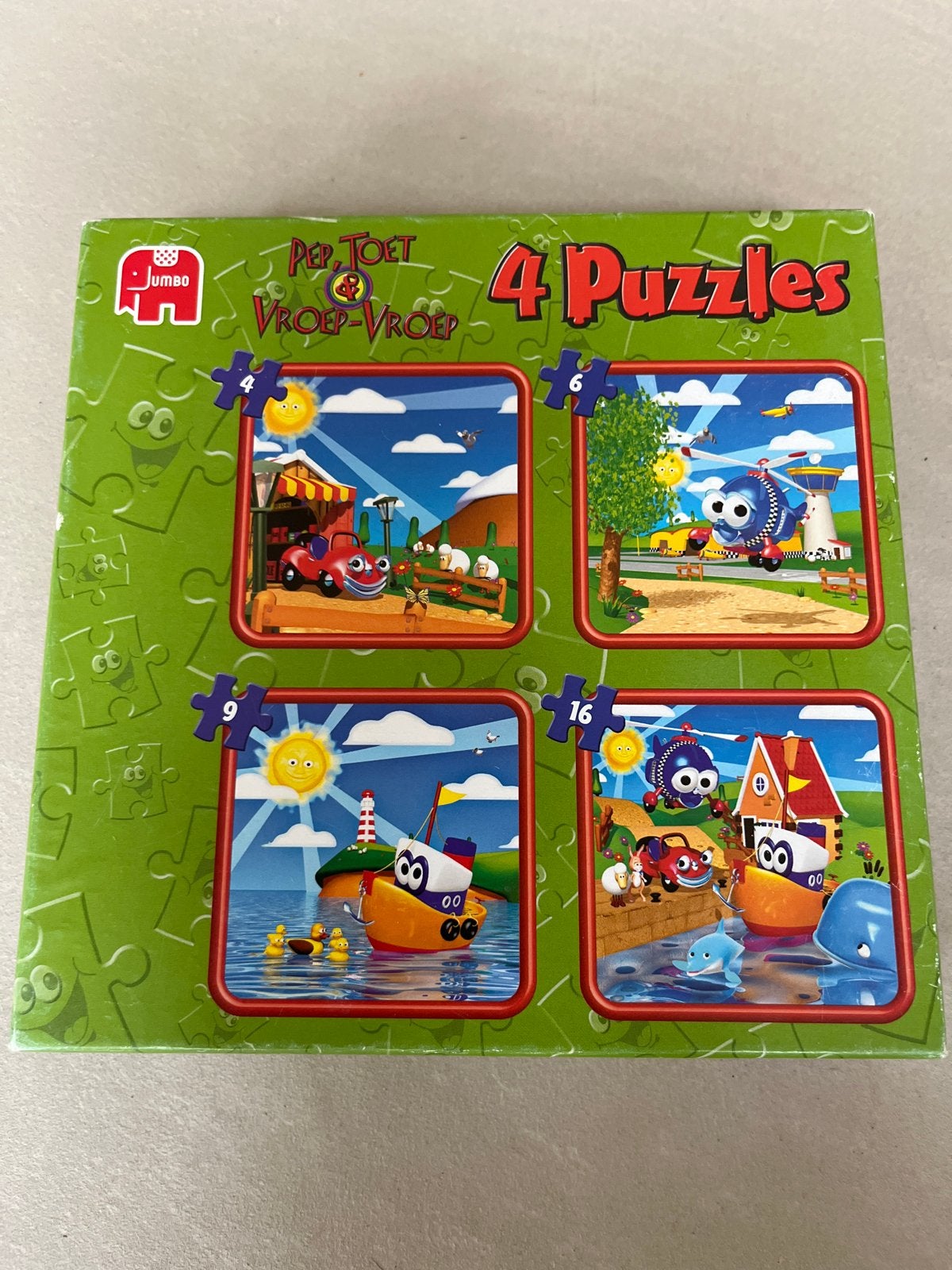 Jumbo Pip, Toet & Vroem-Vroem 4 Puzzels, Ophalen of Verzenden, Minder dan 10 stukjes, Zo goed als nieuw, 2 tot 4 jaar