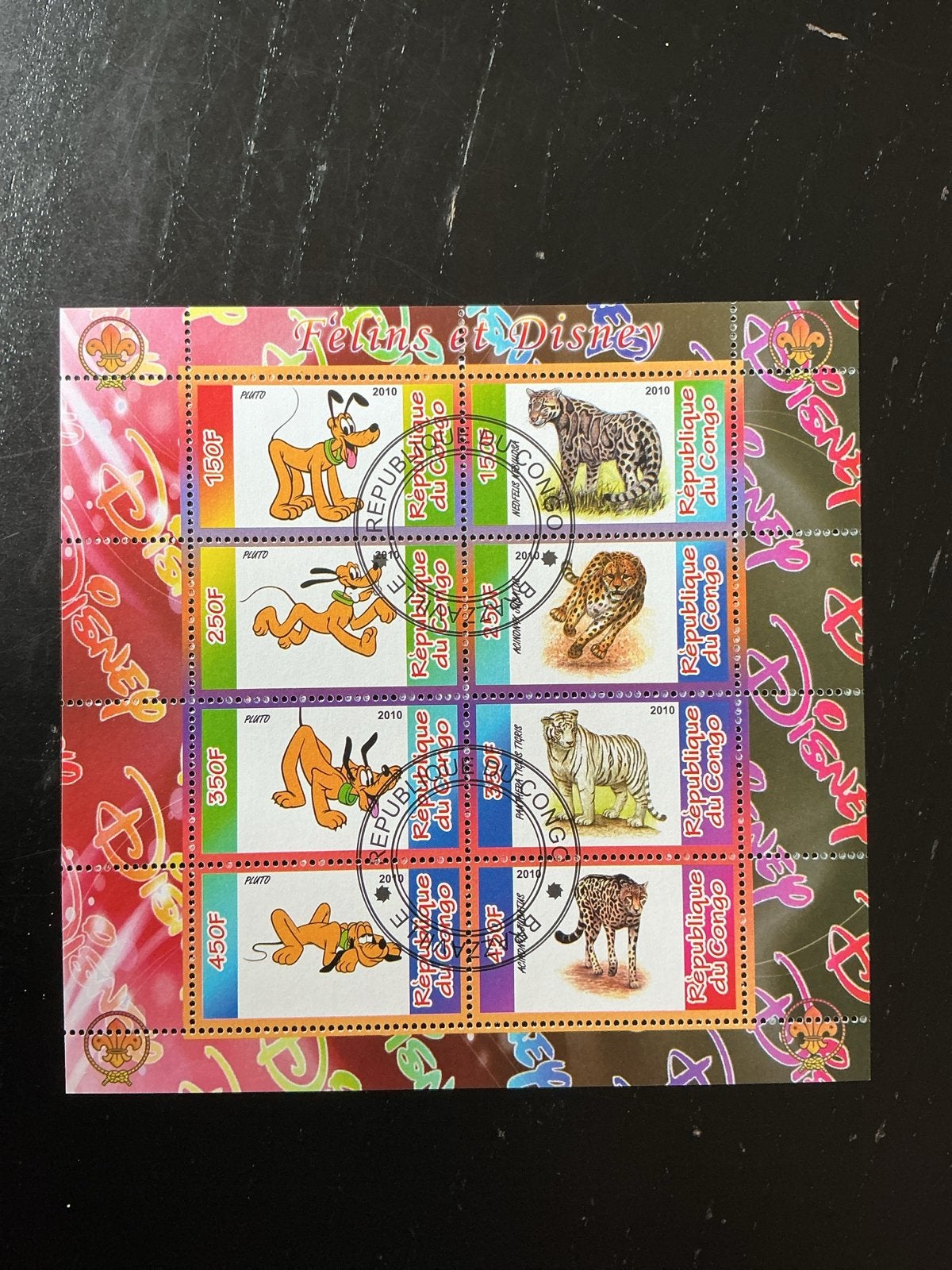 Walt Disney Pluto & Wilde Katten Postzegelvel Congo 2010, Verzenden, Postfris