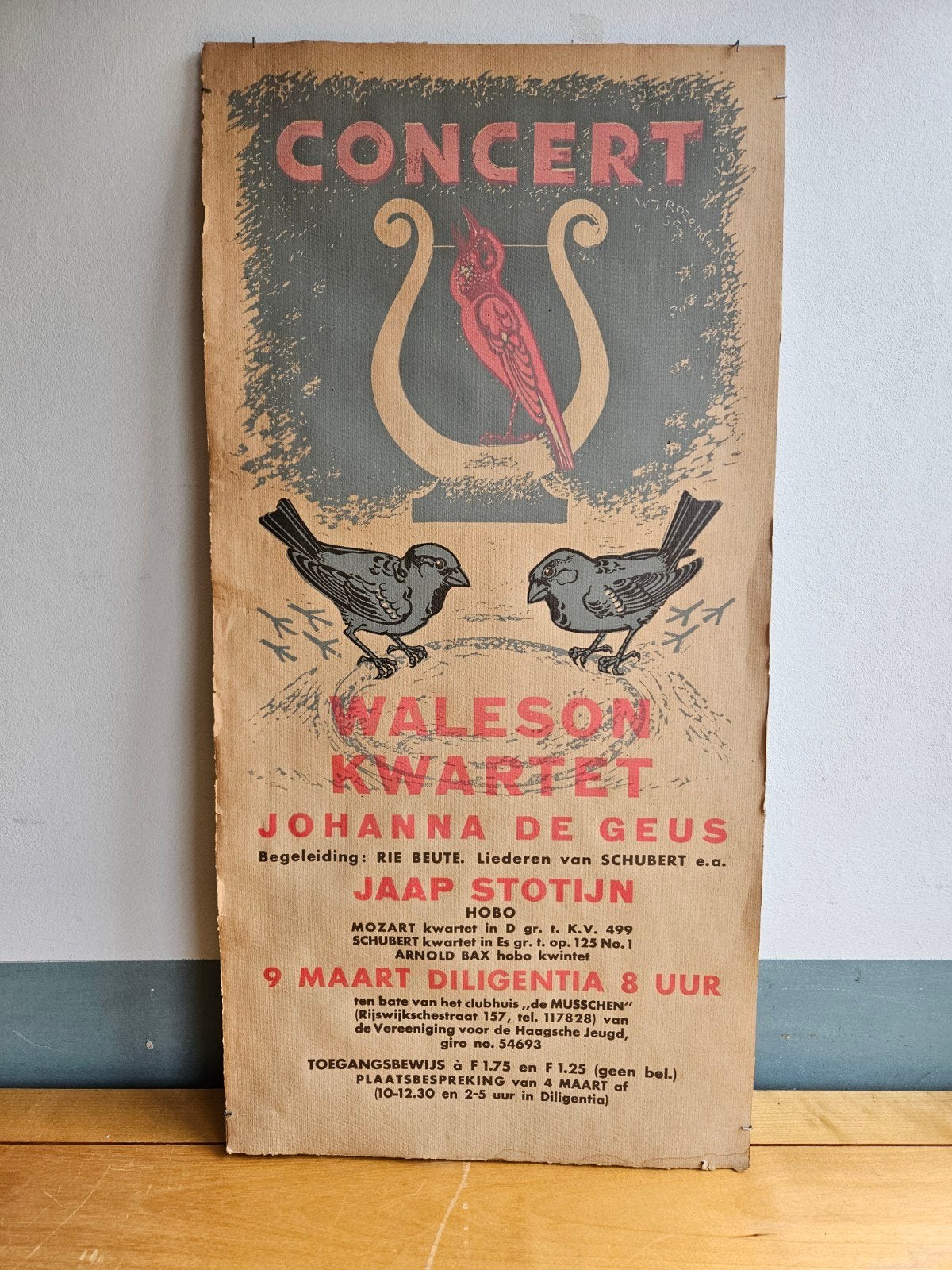 Oude reclameposter concert Diligentia van W.J. Rozendaal, Ophalen of Verzenden