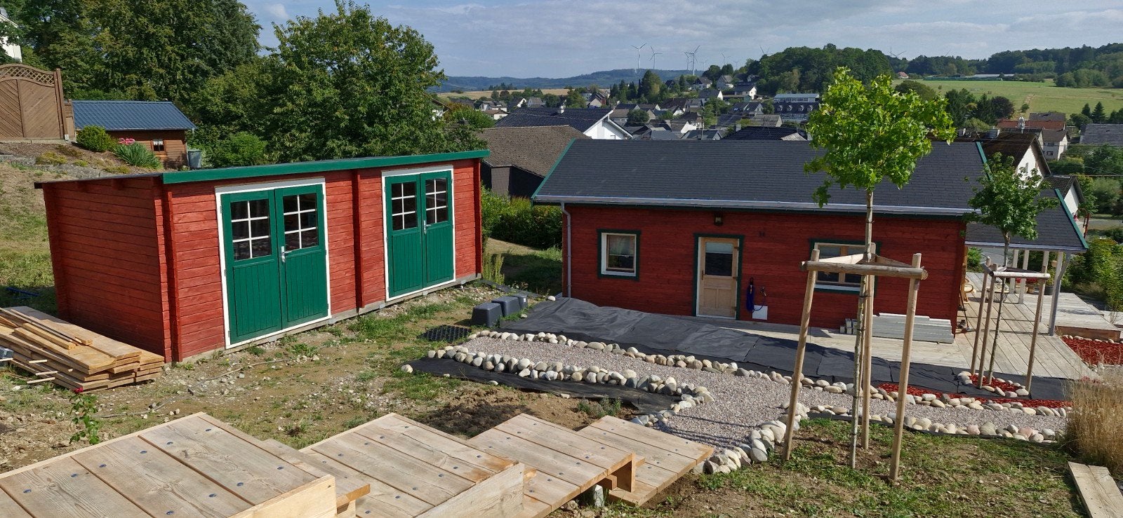 Houten zweeds blokhut te koop met dubbele Douglas carport, Vakantie, Vakantiehuizen | Duitsland, Dorp, 2 slaapkamers, Overige typen