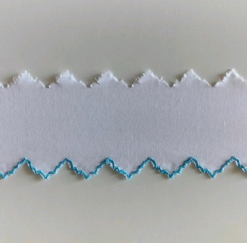 Wit kant van katoen met een blauw randje, Hobby en Vrije tijd, Naaien en Fournituren, Ophalen of Verzenden, Nieuw, Kant