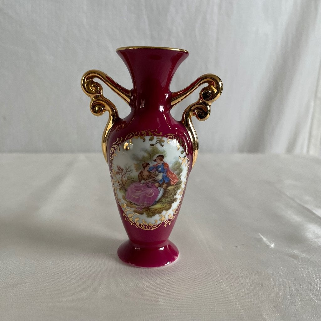 Vintage Limoges miniatuur porselein vaasje 10 cm., Ophalen of Verzenden