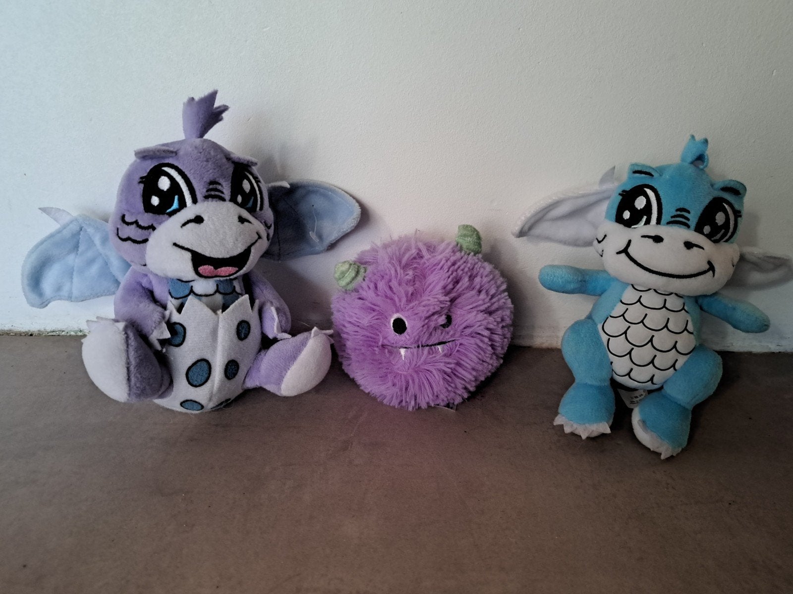 3 draken knuffels zo goed als nieuw, Paars, Overige typen, Ophalen of Verzenden, Zo goed als nieuw