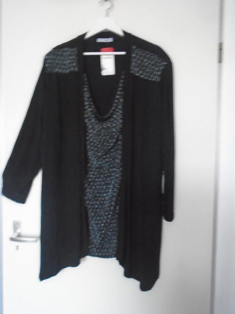 Magna Tuniek Zwart Zilver Glitter vaste Top maat 52/54 Nieuw, Kleding | Dames, Grote Maten, Verzenden, Nieuw, Magna, Blouse of Tuniek