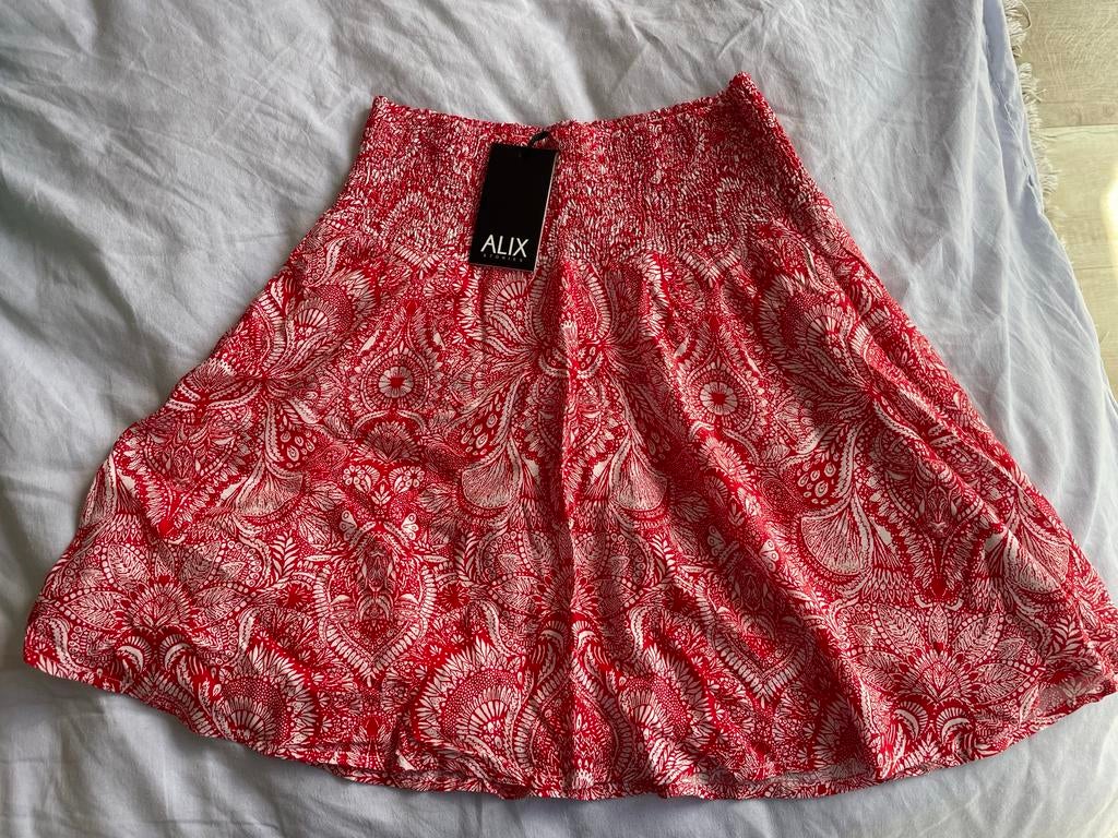 ALIX Zomer Flodder Rok met Paisley Print - Maat L, Kleding | Dames, Rokken, Nieuw, Maat 42/44 (L), Rood, Boven de knie, Ophalen of Verzenden