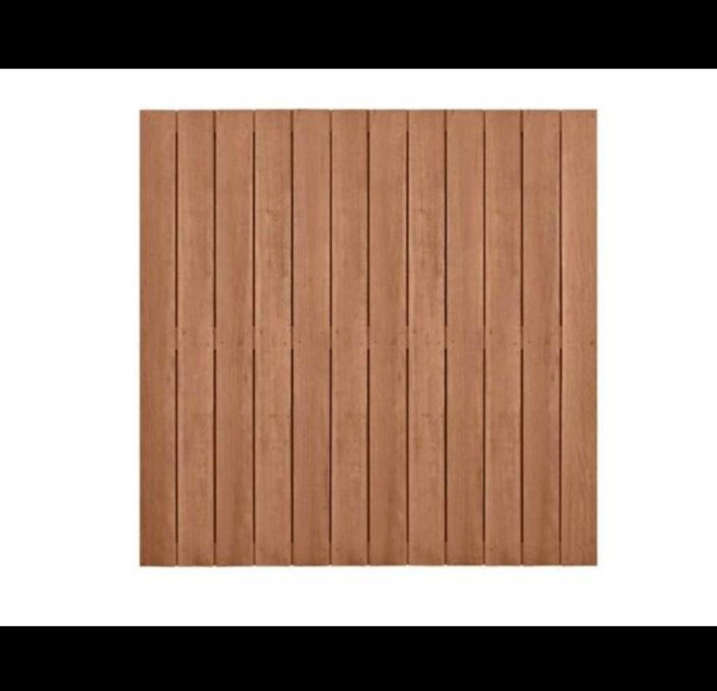 Hardhout  plankscherm  25 +3 planken  180x180 cm, Ophalen, 1 tot 2 meter, Minder dan 3 meter, Nieuw