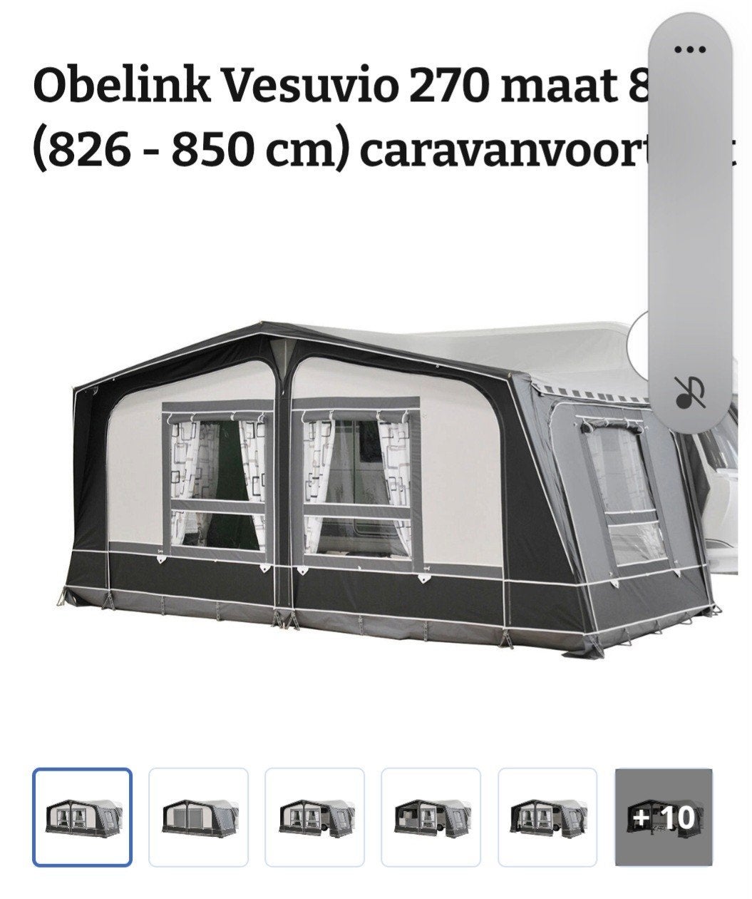 Obelink Vesuvio 270 maat 8 (826-850 cm) caravandvoortent, Ophalen, Zo goed als nieuw, Overige merken