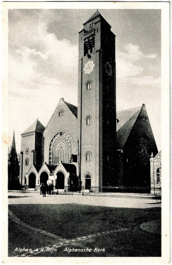 Alphen a.d. Rijn,Alphense kerk, gelopen1939, richtprijs 3,50, Verzenden, 1920 tot 1940, Gelopen, Zuid-Holland