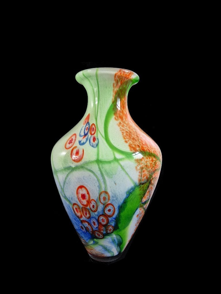 Prachtige vintage Murano Millefiori mondgeblazen design vaas, Huis en Inrichting, Gebruikt, Handgemaakt, Meerkleurig, Ophalen of Verzenden