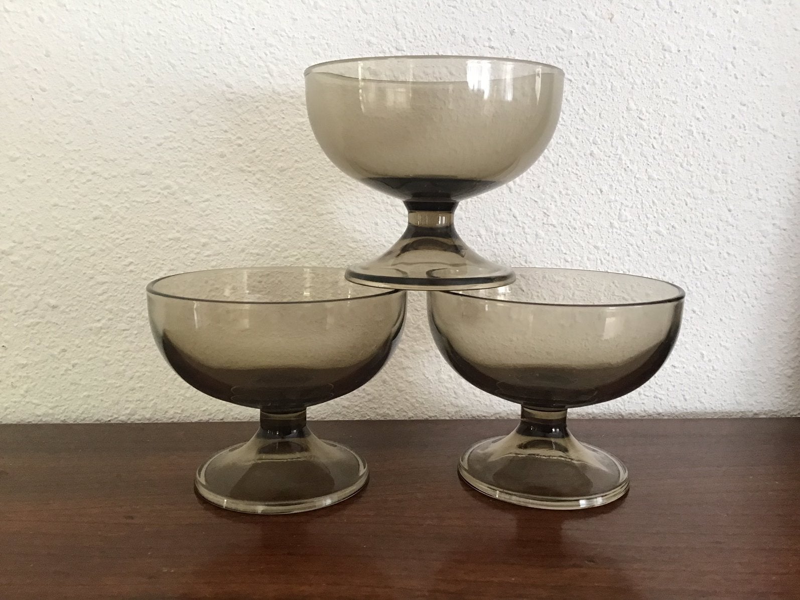 3 vintage rookglas coupes. Dessert schaaltjes Luminarc., Ophalen of Verzenden