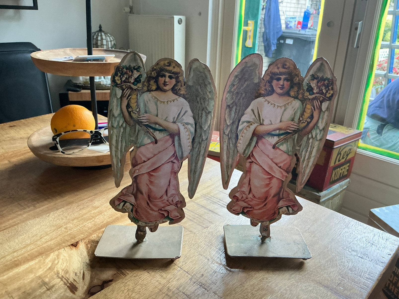 2 metalen engelen, Diversen, Ophalen of Verzenden, Gebruikt