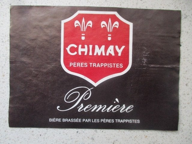 bieretiket Belgie 27-7 (11J) chimay, Verzamelen, Biermerken, Ophalen of Verzenden, Gebruikt, Overige typen, Overige merken