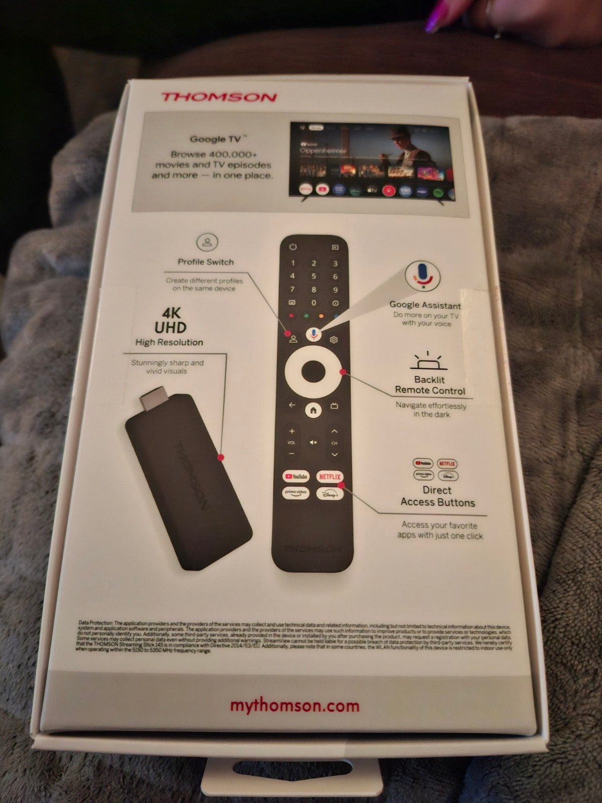 Thomson Streaming Stick 145 4K UHD met Google TV, Ophalen, Nieuw, HDMI, Zonder harde schijf