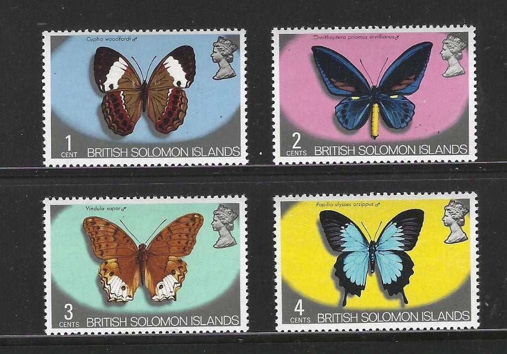 Solomon Eilanden 219-222  insecten vlinder jaar 1972  PF, Ophalen of Verzenden, Postfris, Dier of Natuur