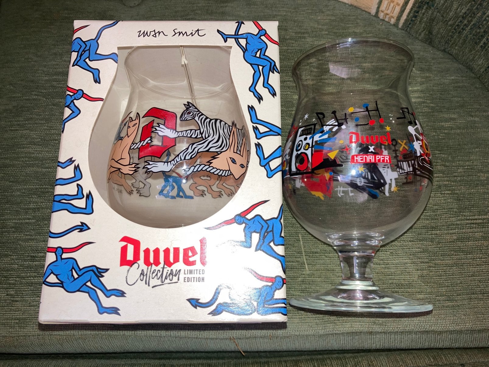 2 Duvel Glazen Iwan Smit Henri Pfr Prijs is per glas, Verzamelen, Ophalen, Nieuw, Glas of Glazen, Duvel