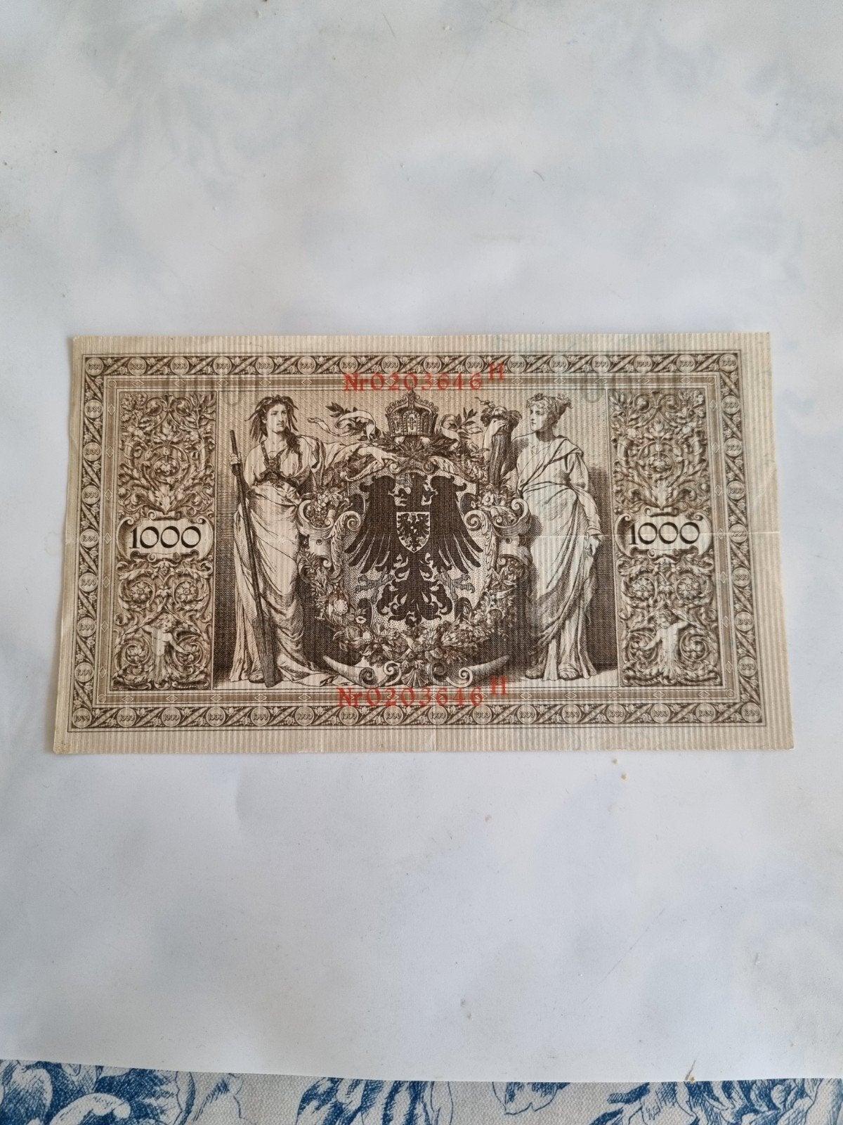 Duitsland: een fraai 1000 Mark biljet met 4 vouwen uit 1910, Ophalen of Verzenden, Duitsland, Los biljet