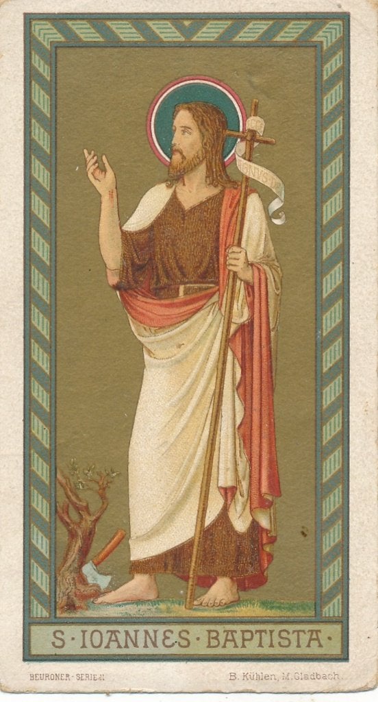 Oud devotieprentje van H. Joannes Baptista, Verzamelen, Ophalen of Verzenden, Zo goed als nieuw, Kaart of Prent, Christendom | Katholiek