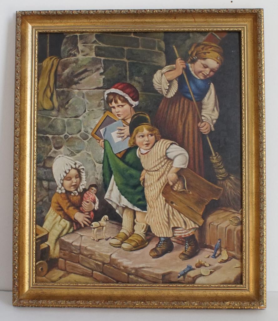 geschilderd olieverf schilderij naar AK. Kaulbach., Antiek en Kunst, Kunst | Schilderijen | Klassiek, Ophalen of Verzenden