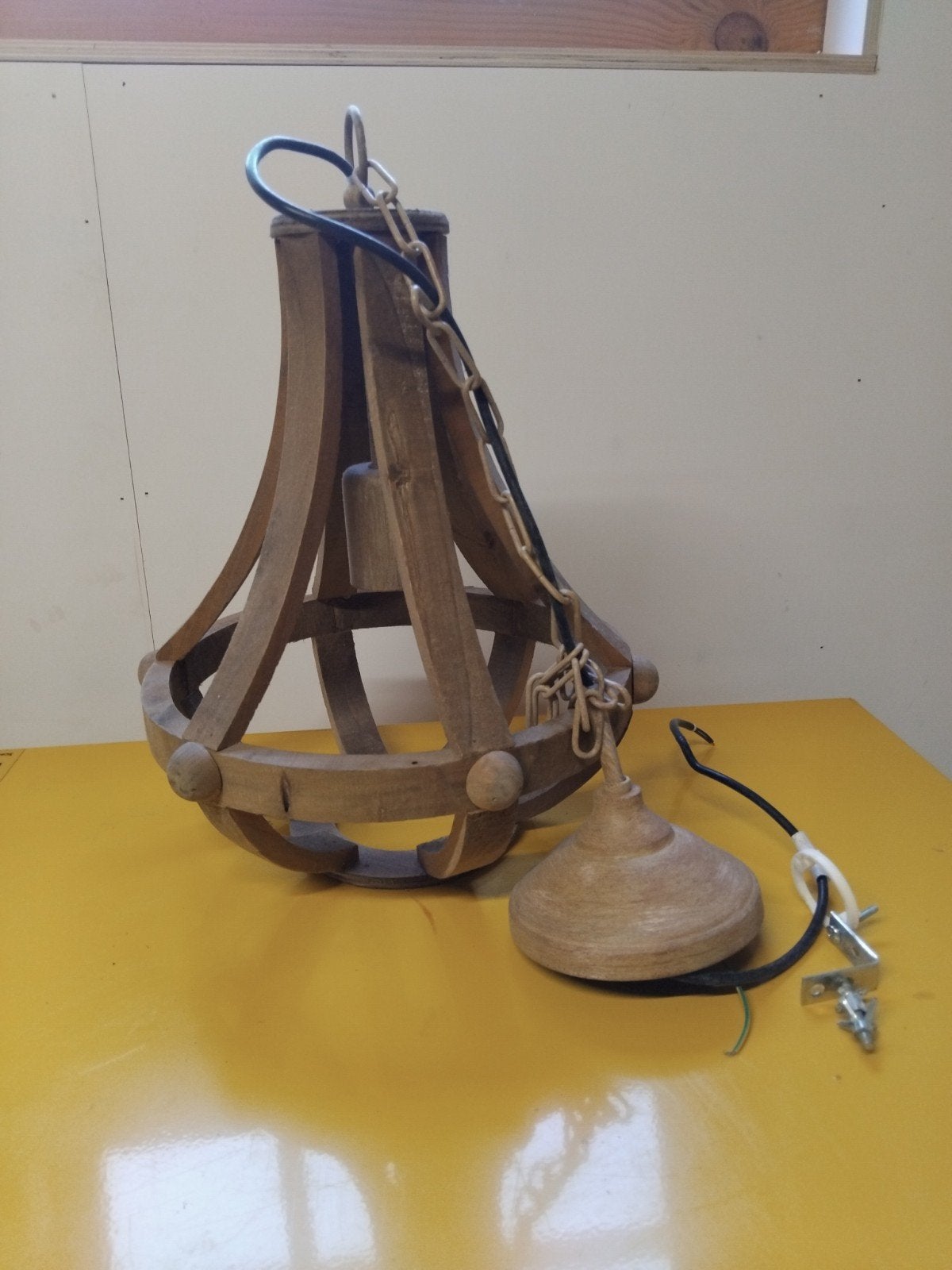 Houten hanglamp Eglo, Ophalen, Gebruikt, Rustiek, E27 (groot)