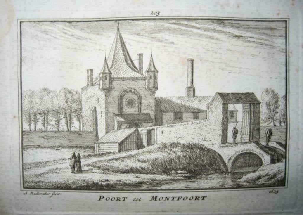 203 / Montfoort de Poort Kopergravure 18e eeuw, Ophalen of Verzenden