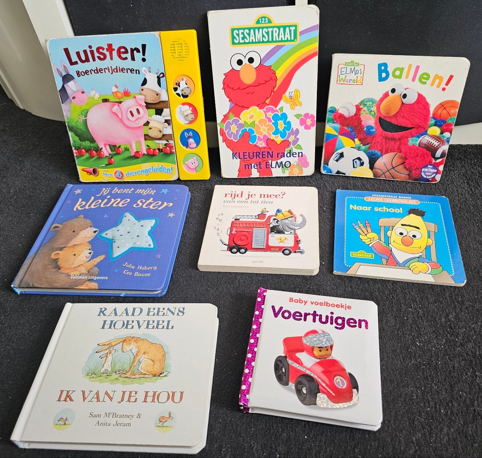 Diverse kinderboeken: Elmo, Boerderijdieren, Voertuigen, Ophalen of Verzenden, Gelezen