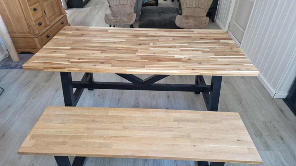 Eettafel ikea met bankje, Huis en Inrichting, Tafels | Eettafels, Ophalen, 50 tot 100 cm, Zo goed als nieuw, 150 tot 200 cm