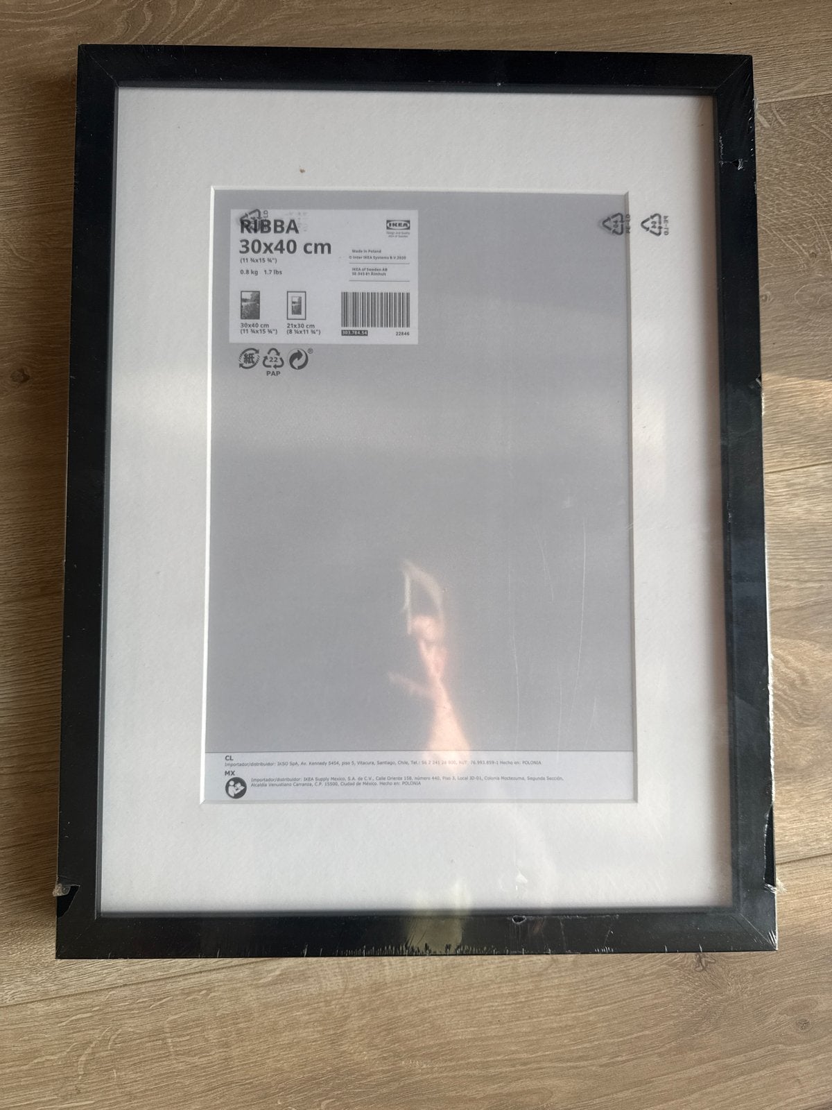 IKEA RIBBA Fotolijst Zwart 30x40 cm met Passe-partout, Ophalen, Nieuw, Fotolijst, Hout