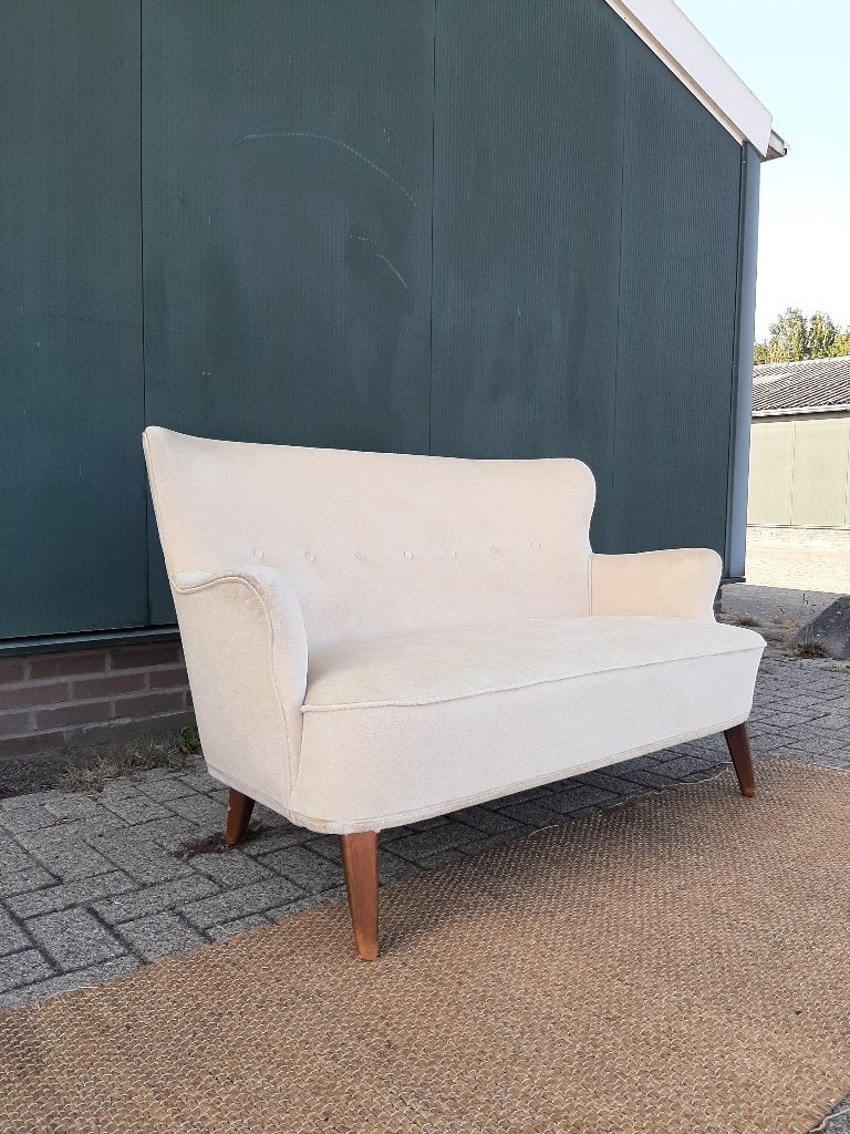Vintage Theo Ruth Artifort Bank Jaren '50, Hout, Gebruikt, Minder dan 75 cm, Tweepersoons