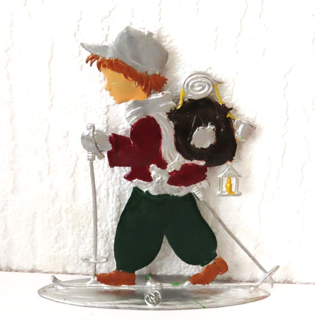 Wilhelm Schweizer Skiër ( handbeschilderd tinnen beeldje ), Ophalen of Verzenden