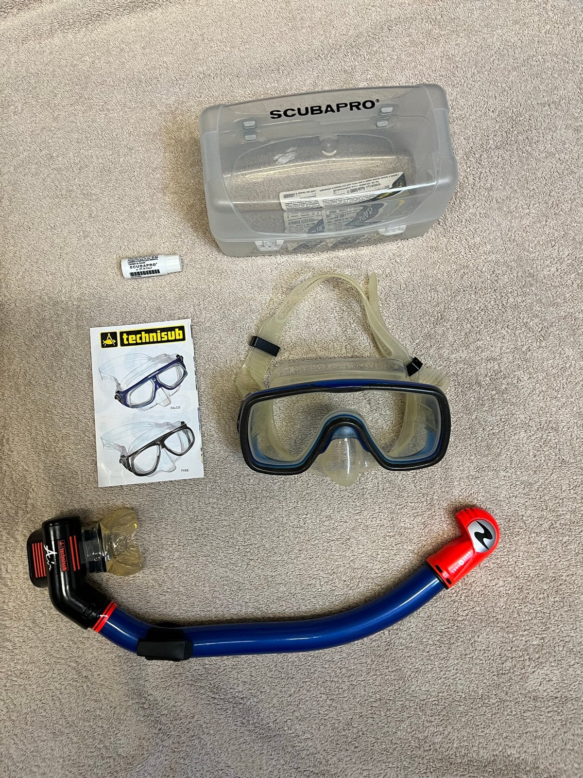 Scubapro Technisub Falco duikbril met snorkel, Watersport en Boten, Duiken, Ophalen of Verzenden, Zo goed als nieuw, Duikbril of Snorkel