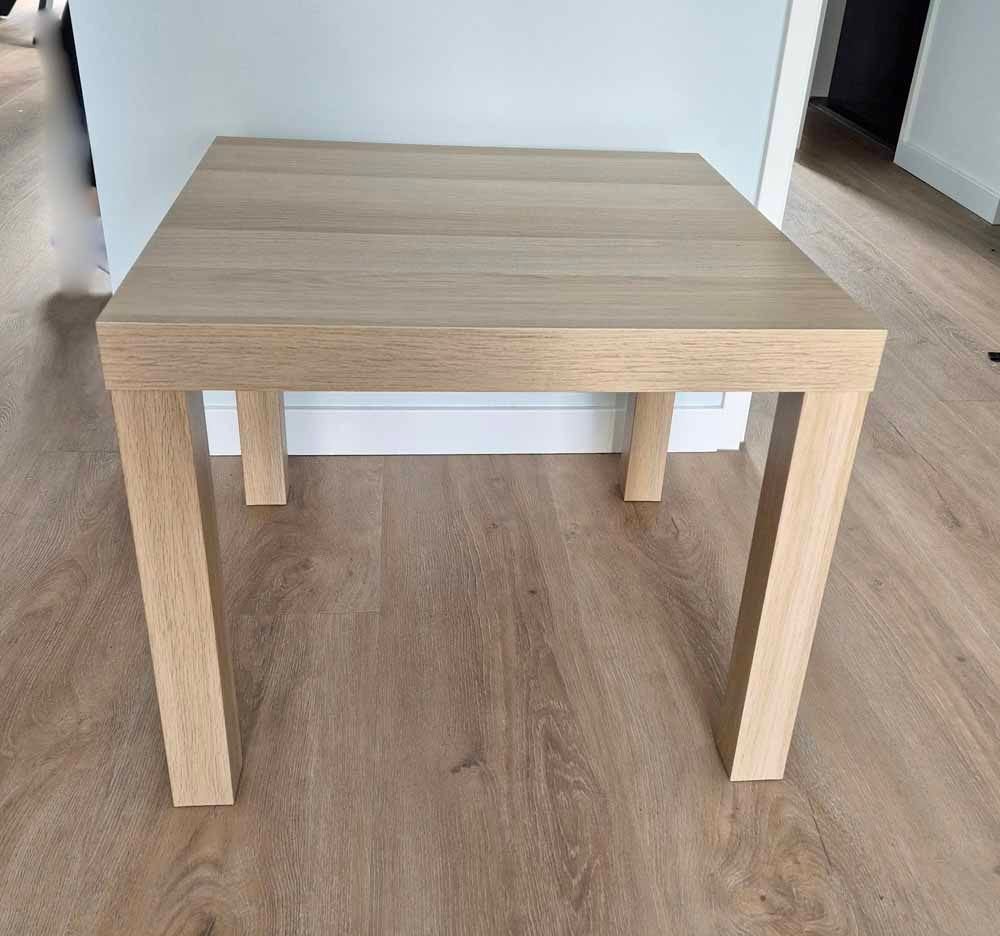 IKEA Lack tafeltje eiken 55x55 xm, Vierkant, 55 tot 75 cm, Zo goed als nieuw, Ophalen