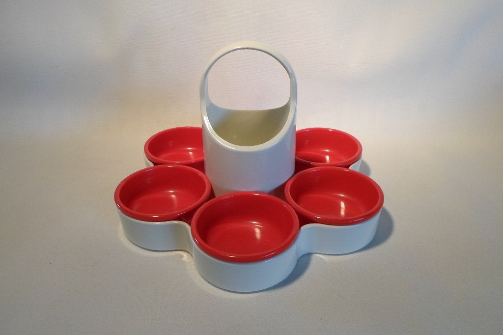 Emsa Snack Schaal Wit Rood 6 Bakjes, Verzamelen, Retro, Ophalen of Verzenden, Huis en Inrichting
