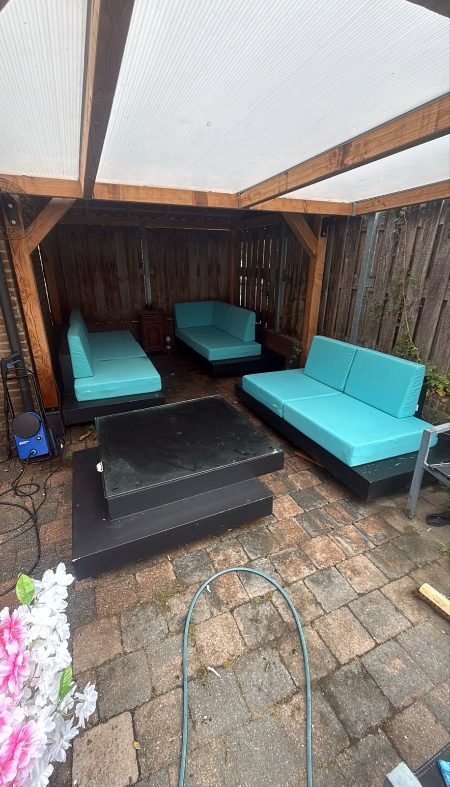 Complete loungeset met kussens, Tuin en Terras, Tuinsets en Loungesets, Ophalen, Gebruikt, 8 zitplaatsen, Loungeset