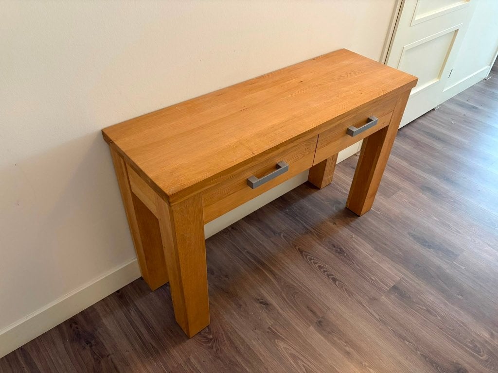 Sidetable 2 laden, Ophalen, 100 tot 150 cm, Eikenhout, Zo goed als nieuw