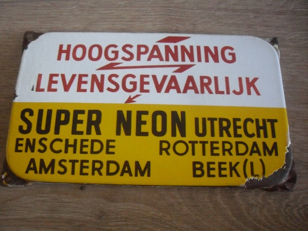 oud emaille bordje met tekst, Ophalen of Verzenden
