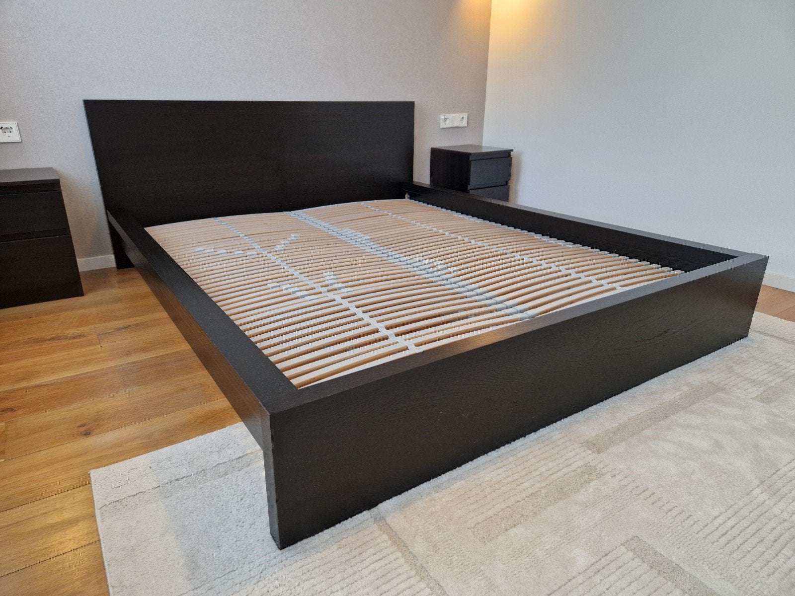 IKEA Malm bed 160x200 zwart bruin inclusief lattenbodems, Ophalen, Zwart, Tweepersoons, Zo goed als nieuw