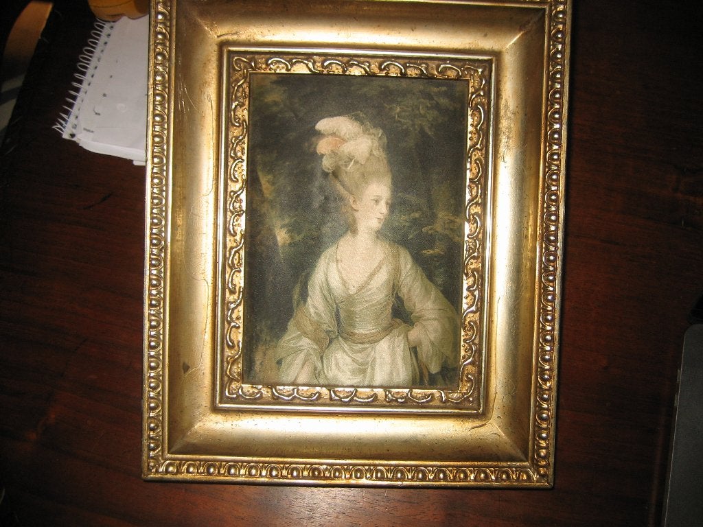 schilderijtje op stof, Antiek en Kunst, Kunst | Schilderijen | Klassiek, Doek, Portret of Personen, Bijzondere lijst, Ophalen of Verzenden