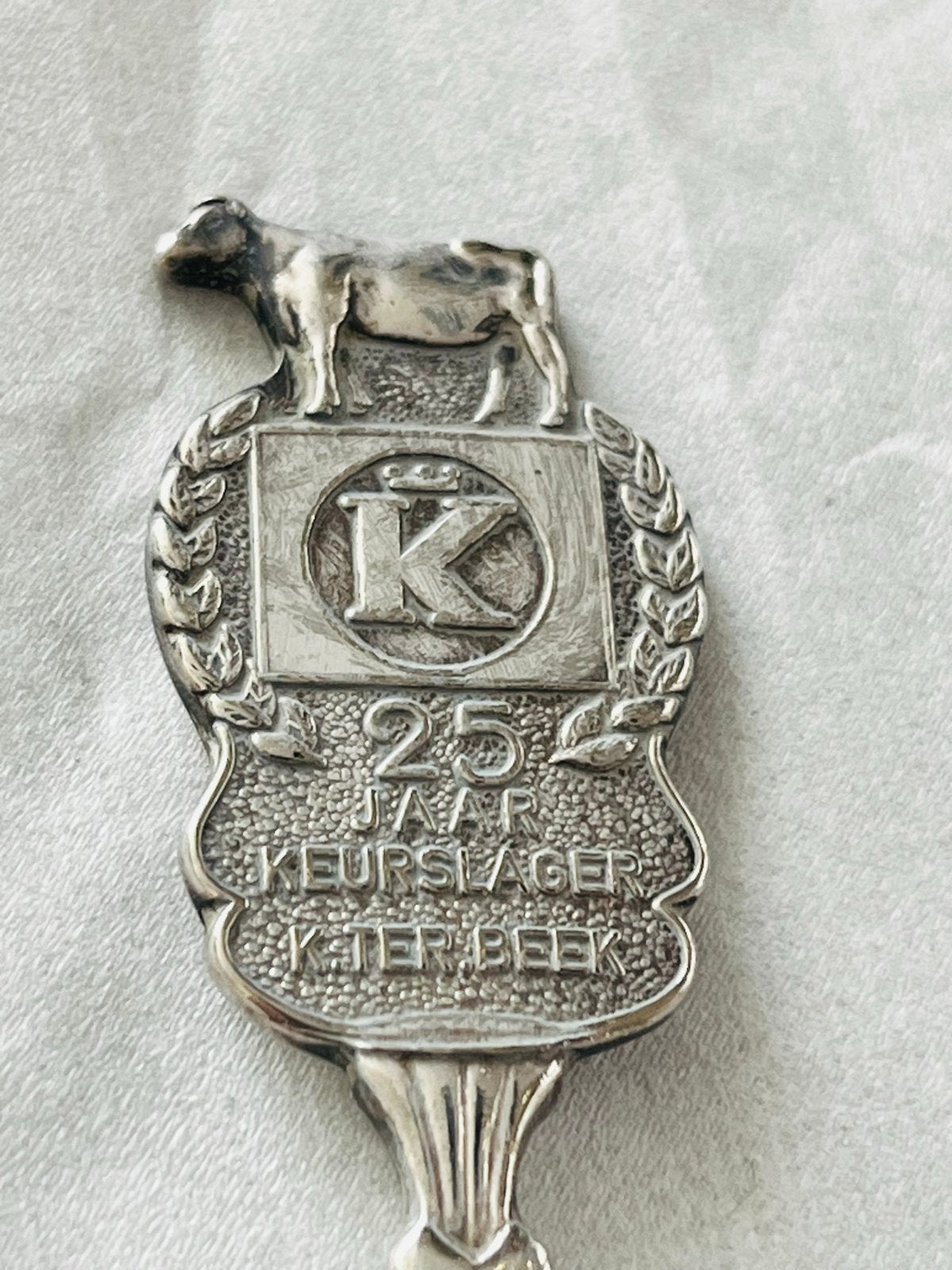 Jubileumlepel Keurslager J. ter Beek - 25 jaar hengelo gld, Verzenden, Zilver