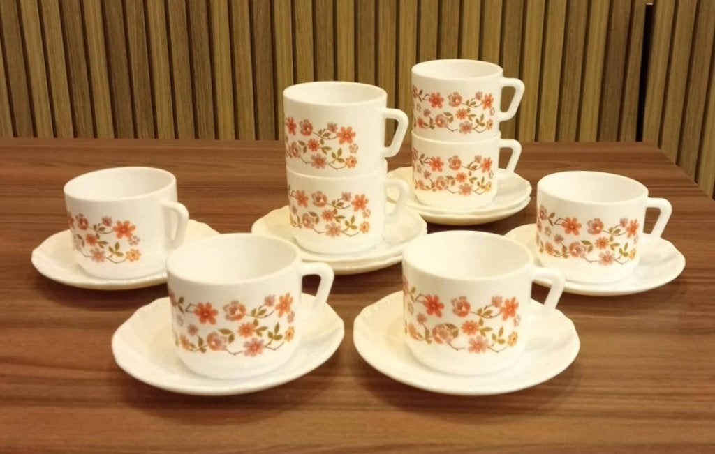 Arcopal Koffieservies met Bloemenmotief, Ophalen of Verzenden, Huis en Inrichting