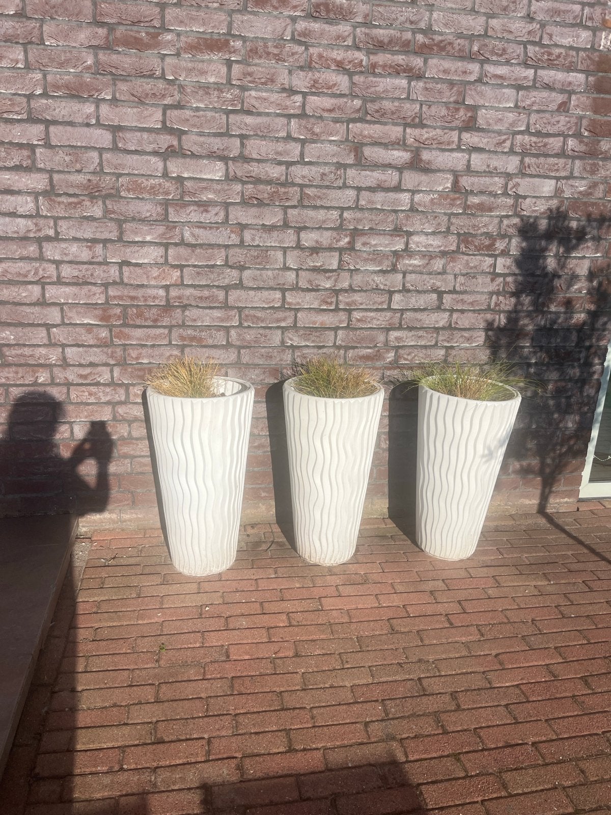 Witte kunststof bloempotten - set van 9, 25 tot 40 cm, Kunststof, Gebruikt, Rond
