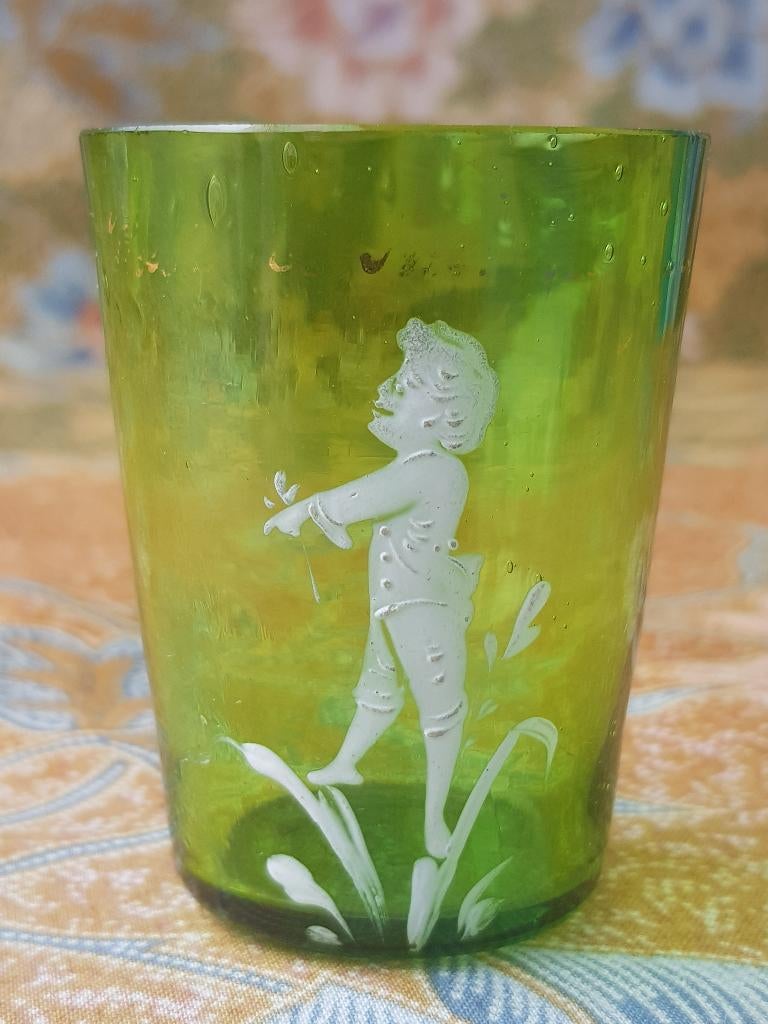 Mooi antiek glas uit Amerika van Mary Gregory 6 cm., Ophalen of Verzenden