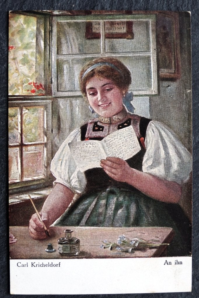 Ze schrijft een brief aan hem, C. Kricheldorf, Verzenden, Voor 1920, Ongelopen, Overige thema's