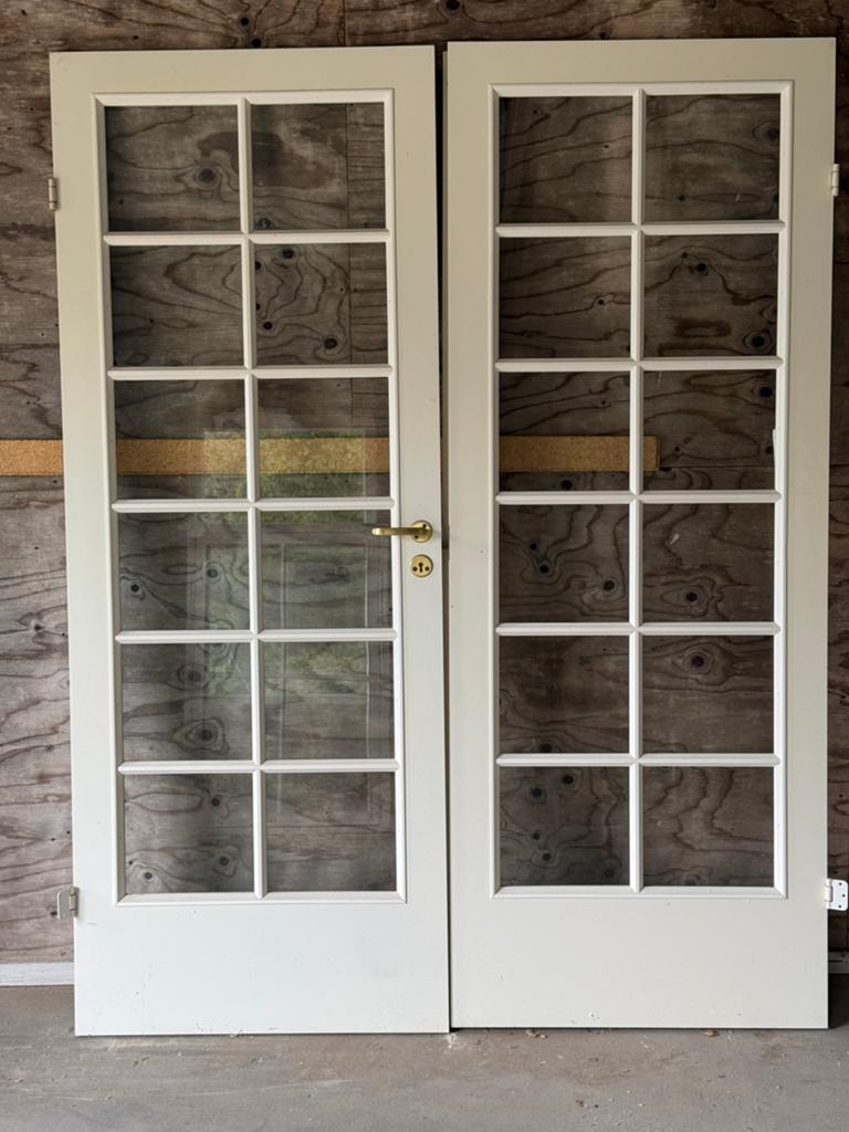 Set van 2 glazen binnendeuren met kozijn en beslag, Doe-het-zelf en Verbouw, Deuren en Horren, Ophalen, Gebruikt, 80 tot 100 cm