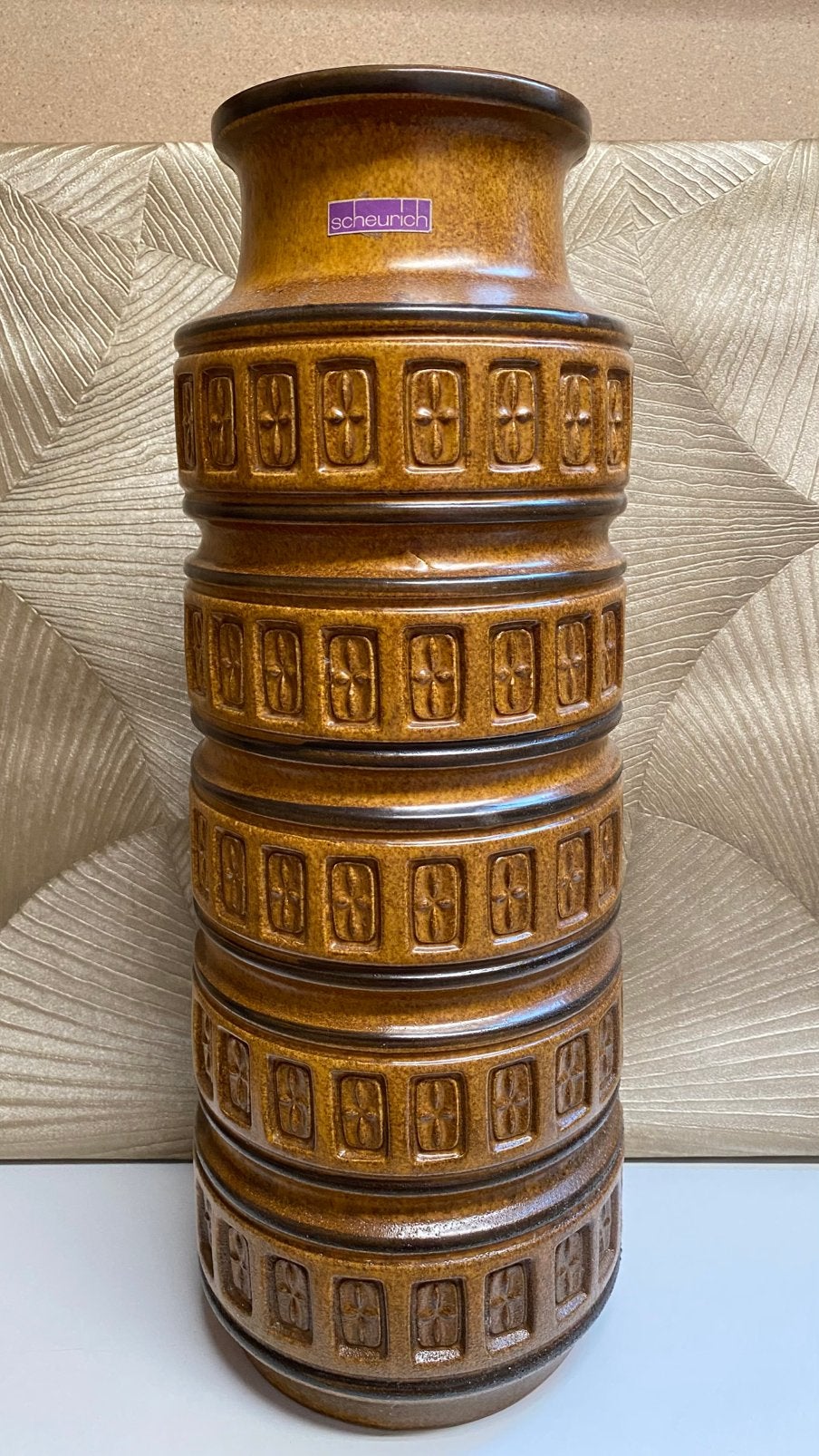 Vintage XXL vloervaas Scheurich West Germany - Inca 268-51, Antiek en Kunst, Ophalen of Verzenden