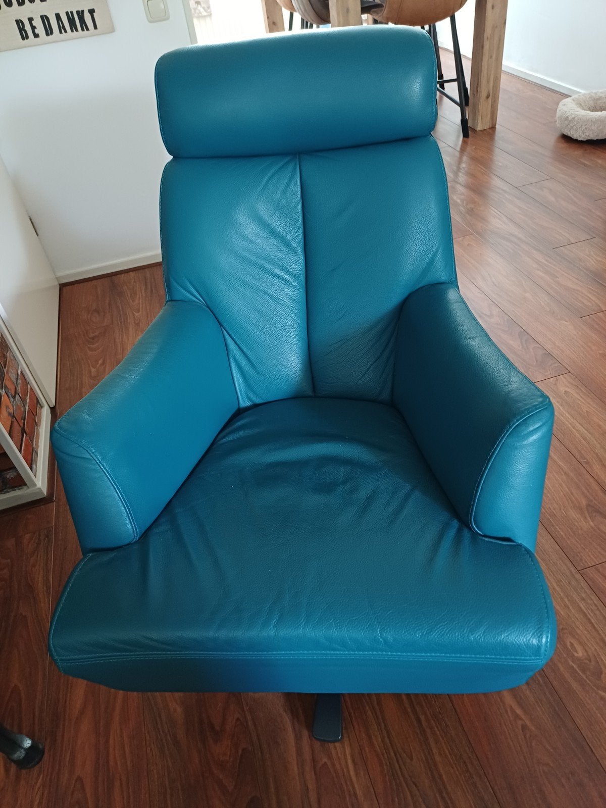 2 Xooon draai fauteuils - turkoois, Ophalen, Gebruikt, 75 tot 100 cm, Leer