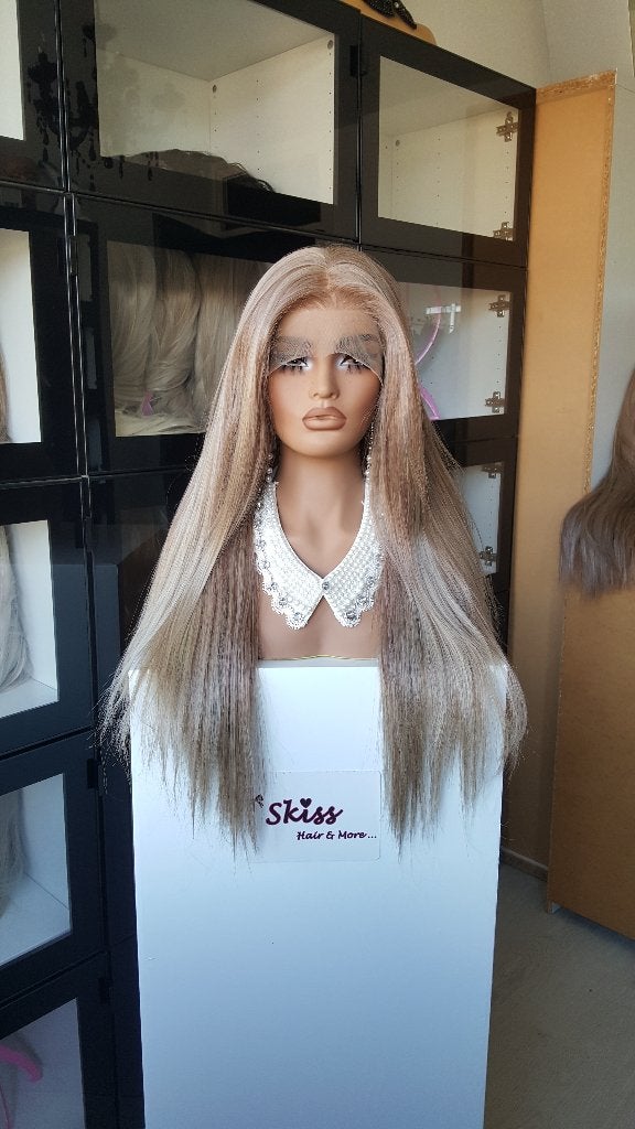 Luxe Lace Pruik: Gemixt Assig Bruin/Blond - Lichte Plukjes, Ophalen of Verzenden, Nieuw, Pruik of Haarverlenging