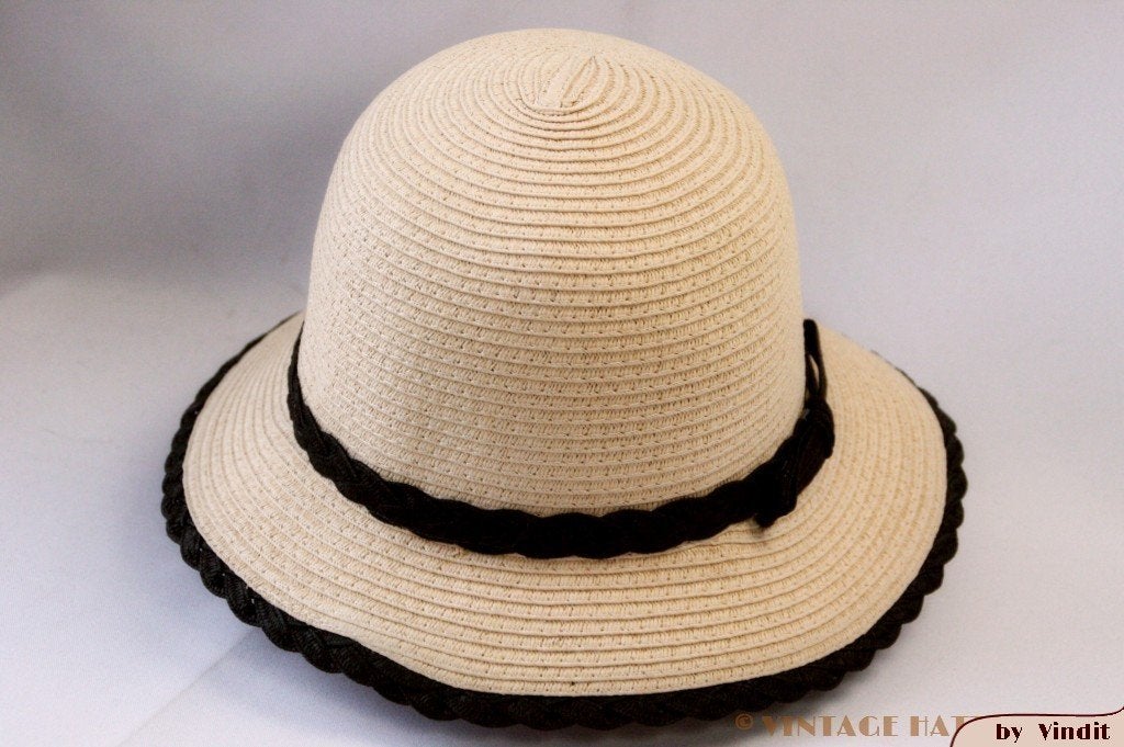 Dames Dophoed Cloche Hawkins beige papier vouwbaar 57 nieuw, 56 of 57 cm (M, 7 of 7⅛ inch), Hoed, Hawkins, Nieuw