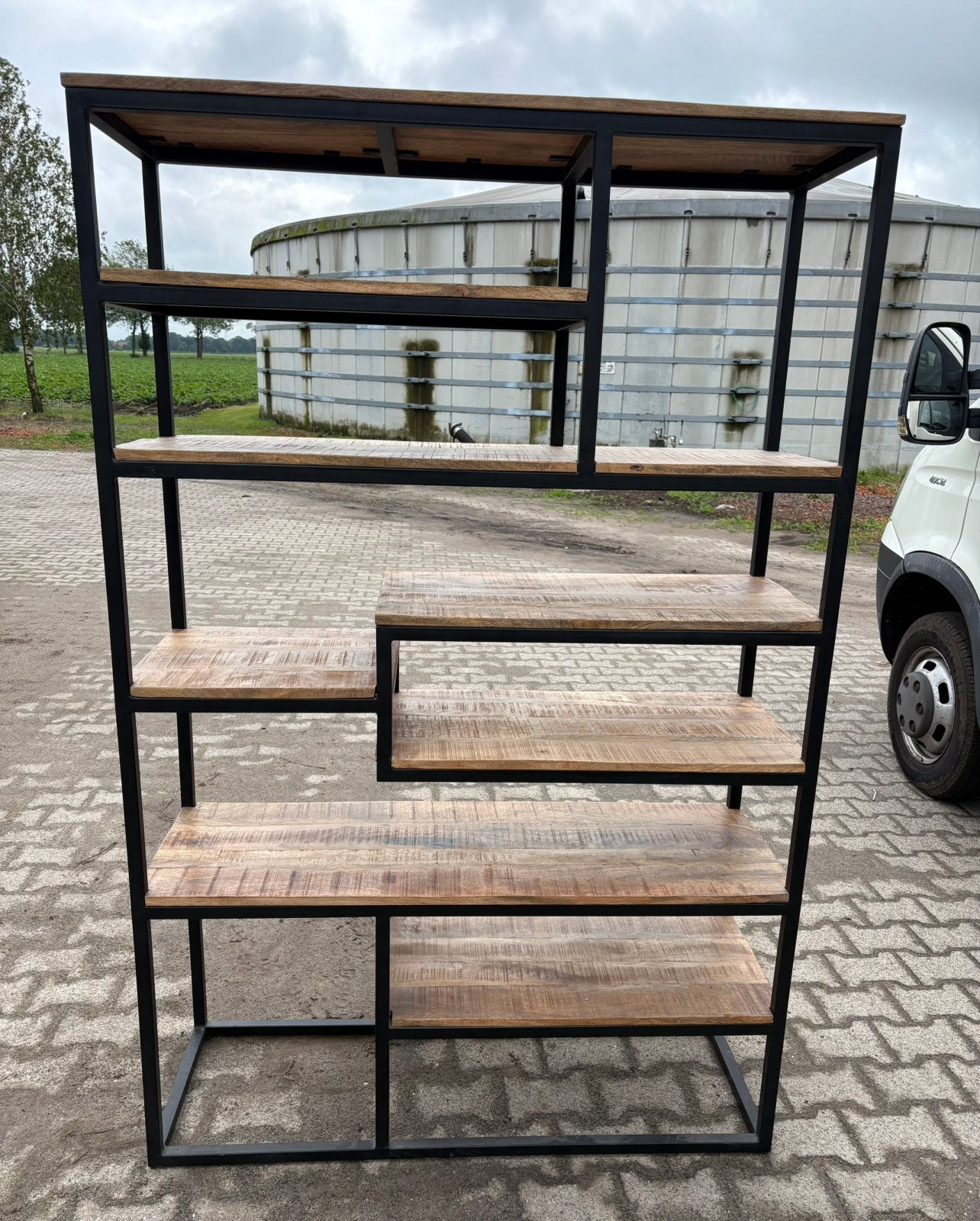 Industriële Vakkenkast Roomdivider Mangohout | Nieuw | €350, Ophalen, Nieuw, 50 tot 100 cm, Metaal