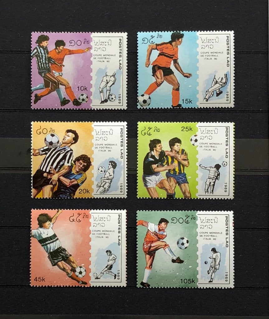 Laos Postfris 1989 WK Voetbal Italië 90, Ophalen of Verzenden, Postfris, Sport